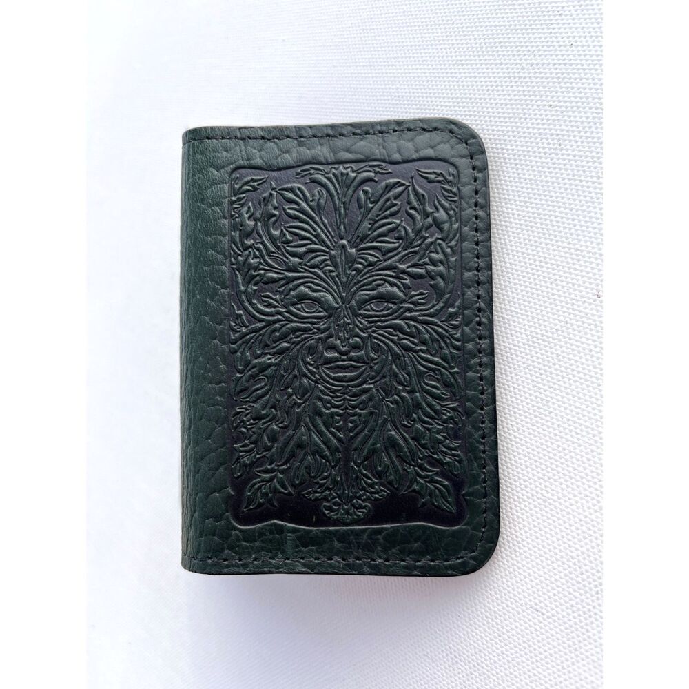 Oberon Design Mini Wallet Green Man Rebirth Leather Card Holder USA